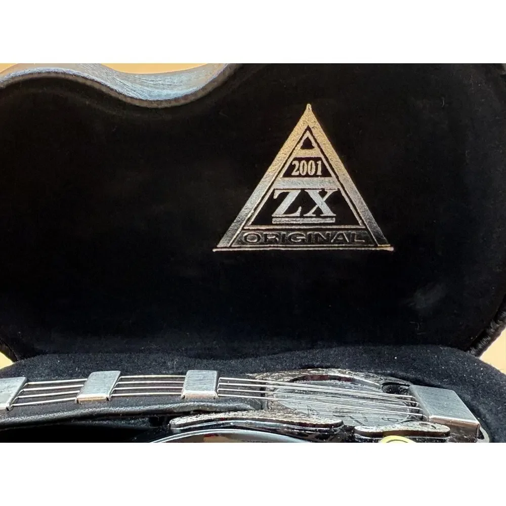 ZX Original 2001 Guitar Shaped Quartz Watch Case Black Silver Novelty Untested
